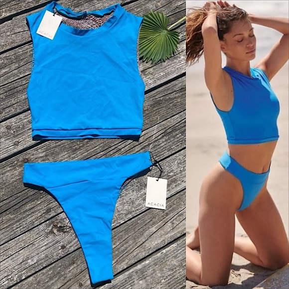 Free People Set - ACACIA Rocky’s Ribbed Costa Bikini Top & Mateo Bottom M/L - Picture 14 of 16